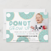 Donut Grow Up Blue Boy Foto 1e verjaardag Kaart (Voorkant)