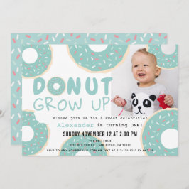 Donut Grow Up Blue Boy Foto 1e verjaardag Kaart