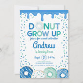 Donut Grow Up Blue Donut Verjaardag uitnodiging (Voorkant)