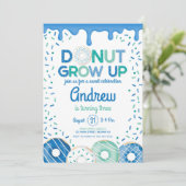 Donut Grow Up Blue Donut Verjaardag uitnodiging (Staand voorkant)