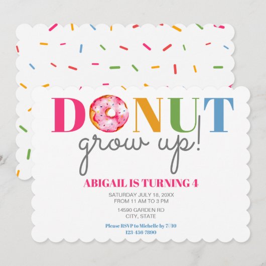 Donut Grow up Cute Birthday sproinkles party kinde Kaart (Voorkant / Achterkant)