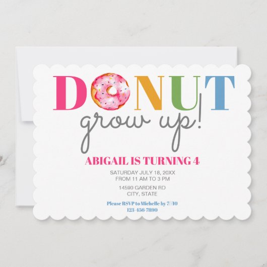 Donut Grow up Cute Birthday sproinkles party kinde Kaart (Voorkant)