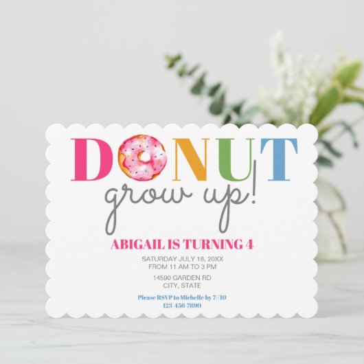 Donut Grow up Cute Birthday sproinkles party kinde Kaart (Staand voorkant)