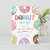 Donut Grow Up Donut Birthday Party Invitation Kaart (Staand voorkant)