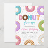Donut Grow Up Donut Birthday Party Invitation Kaart (Voorkant / Achterkant)