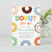 Donut Grow Up Donut Boy Birthday Party Invitation Kaart (Staand voorkant)