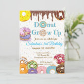 Donut Grow Up Donut Verjaardag Uitnodiging (Staand voorkant)