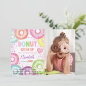 Donut Grow Up Doughnut Verjaardag Foto Kaart (Staand voorkant)
