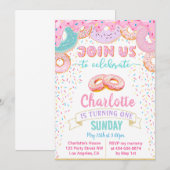 Donut Grow Up Doughnut Verjaardagsuitnodiging Kaart (Voorkant / Achterkant)