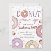 Donut Grow up Girl Birthday Invitation Kaart (Voorkant)