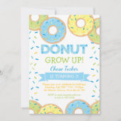 Donut Grow Up Jongen Verjaardag Uitnodiging Blauw (Voorkant)