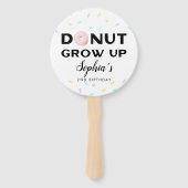 Donut Grow Up Kids Verjaardagsfeestje Handwaaier (Achterkant)