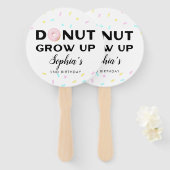 Donut Grow Up Kids Verjaardagsfeestje Handwaaier (Voorkant en achterkant)