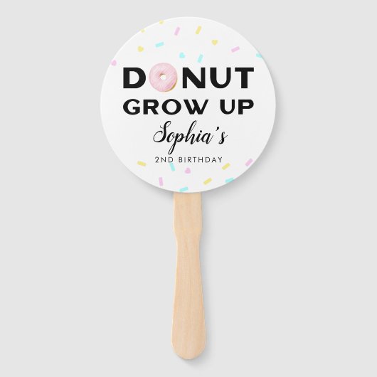 Donut Grow Up Kids Verjaardagsfeestje Handwaaier (Voorkant)