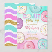 Donut Grow Up Kinderen Verjaardag Uitnodiging (Voorkant / Achterkant)