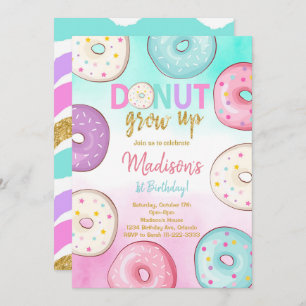 Donut Grow Up Kinderen Verjaardag Uitnodiging