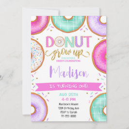 Donut Grow Up Kleurrijke Verjaardag Uitnodiging