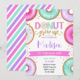 Donut Grow Up Kleurrijke Verjaardag Uitnodiging