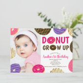 Donut Grow Up Leuke foto 1e verjaardag Kaart (Staand voorkant)