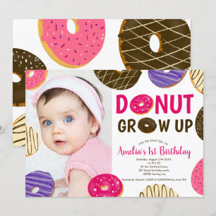 Donut Grow Up Leuke foto 1e verjaardag Kaart