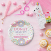 Donut Grow Up Meisje Sprinkles Roze Verjaardag Papieren Bordje (Feest)