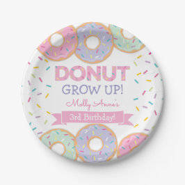 Donut Grow Up Meisje Sprinkles Roze Verjaardag Papieren Bordje