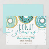 Donut Grow Up Party Blue Boy Eerste Verjaardag Kaart (Voorkant / Achterkant)