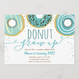 Donut Grow Up Party Blue Boy Eerste Verjaardag Kaart