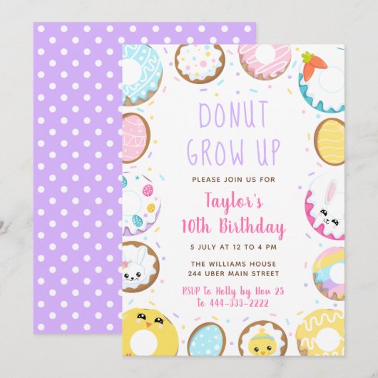 Donut Grow up Pasen Verjaardagsfeest Kaart (Voorkant / Achterkant)
