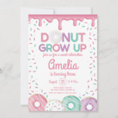 Donut Grow Up Pink Donut Verjaardag uitnodiging (Voorkant)