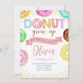 Donut Grow Up Roze Donut Meisje Verjaardagsfeestje Kaart (Voorkant)