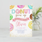 Donut Grow Up Roze Donut Meisje Verjaardagsfeestje Kaart (Staand voorkant)