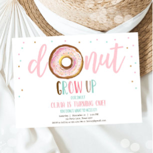 Donut Grow Up Sweet One Meisje Verjaardagsuitnodig Kaart
