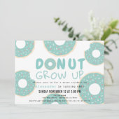 Donut Grow Up Turquoise Blue Boy 1e verjaardag Kaart (Staand voorkant)