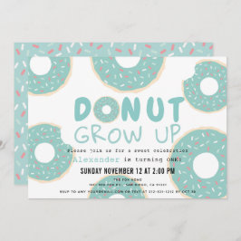 Donut Grow Up Turquoise Blue Boy 1e verjaardag Kaart