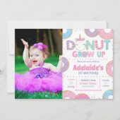 Donut Grow up Unicorn Birthday Foto uitnodiging (Voorkant)