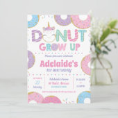 Donut Grow Up Unicorn Verjaardag Uitnodigingen Mei (Staand voorkant)