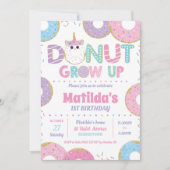 Donut Grow Up Unicorn Verjaardag Uitnodigingen Mei (Voorkant)