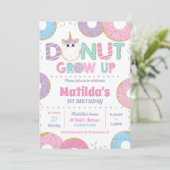 Donut Grow Up Unicorn Verjaardag Uitnodigingen Mei (Staand voorkant)