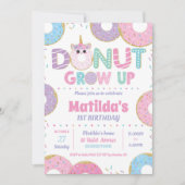 Donut Grow Up Unicorn Verjaardag Uitnodigingen Mei (Voorkant)