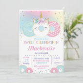 Donut Grow Up Verjaardagsfeest Eenhoorn Donut Kaart (Staand voorkant)