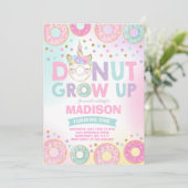 Donut Grow Up verjaardagsuitnodiging Donut & Eenho Kaart (Staand voorkant)