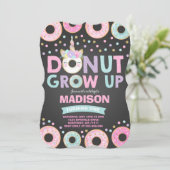 Donut Grow Up verjaardagsuitnodiging Donut & Eenho Kaart (Staand voorkant)