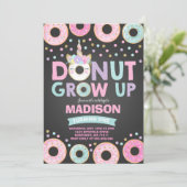 Donut Grow Up verjaardagsuitnodiging Donut & Eenho Kaart (Staand voorkant)