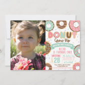 Donut Grow Up verjaardagsuitnodiging met foto Kaart (Voorkant)