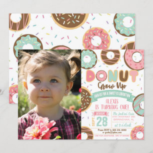 Donut Grow Up verjaardagsuitnodiging met foto Kaart