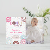Donut Grow Up Waterverf Donut Verjaardagsuitnodigi Kaart (Staand voorkant)