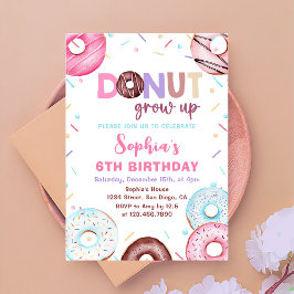 Donut Grow Up Waterverf Donut Verjaardagsuitnodigi Kaart