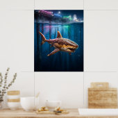 Donut Haai Neon Pier Poster (Keuken)