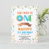 Donut halverwege een feestje. kaart (Staand voorkant)